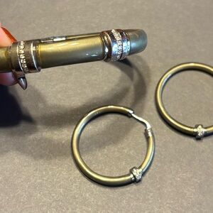 Soho Silver Enamel and Diamond Bracelet and Hoop Earring Set